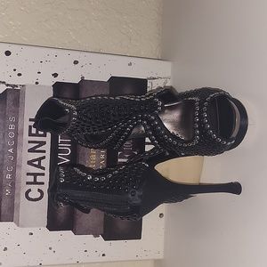 BEBE "Cassandra" studded cutout heel bootie sandal sz 8